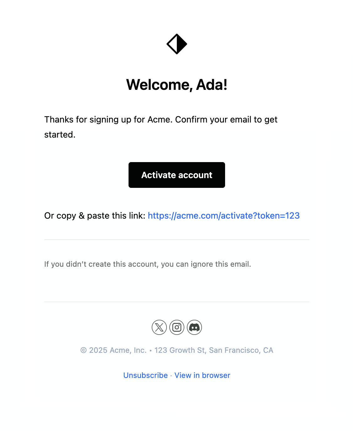 Activate account