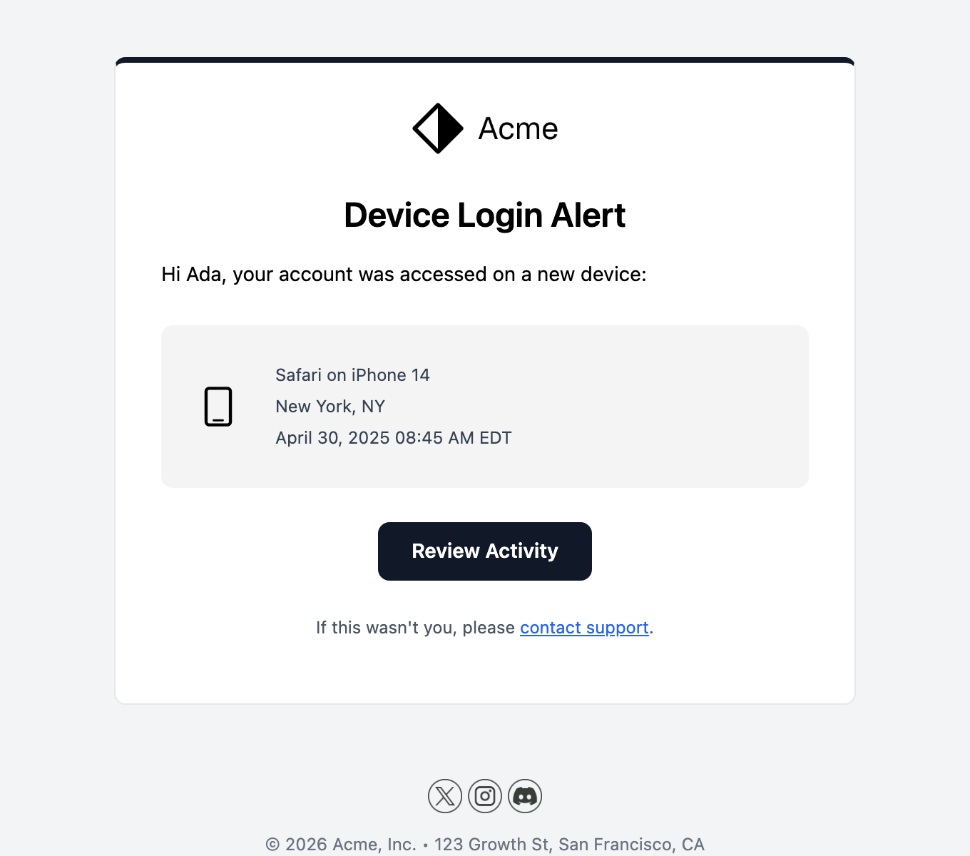 Device Login Alert