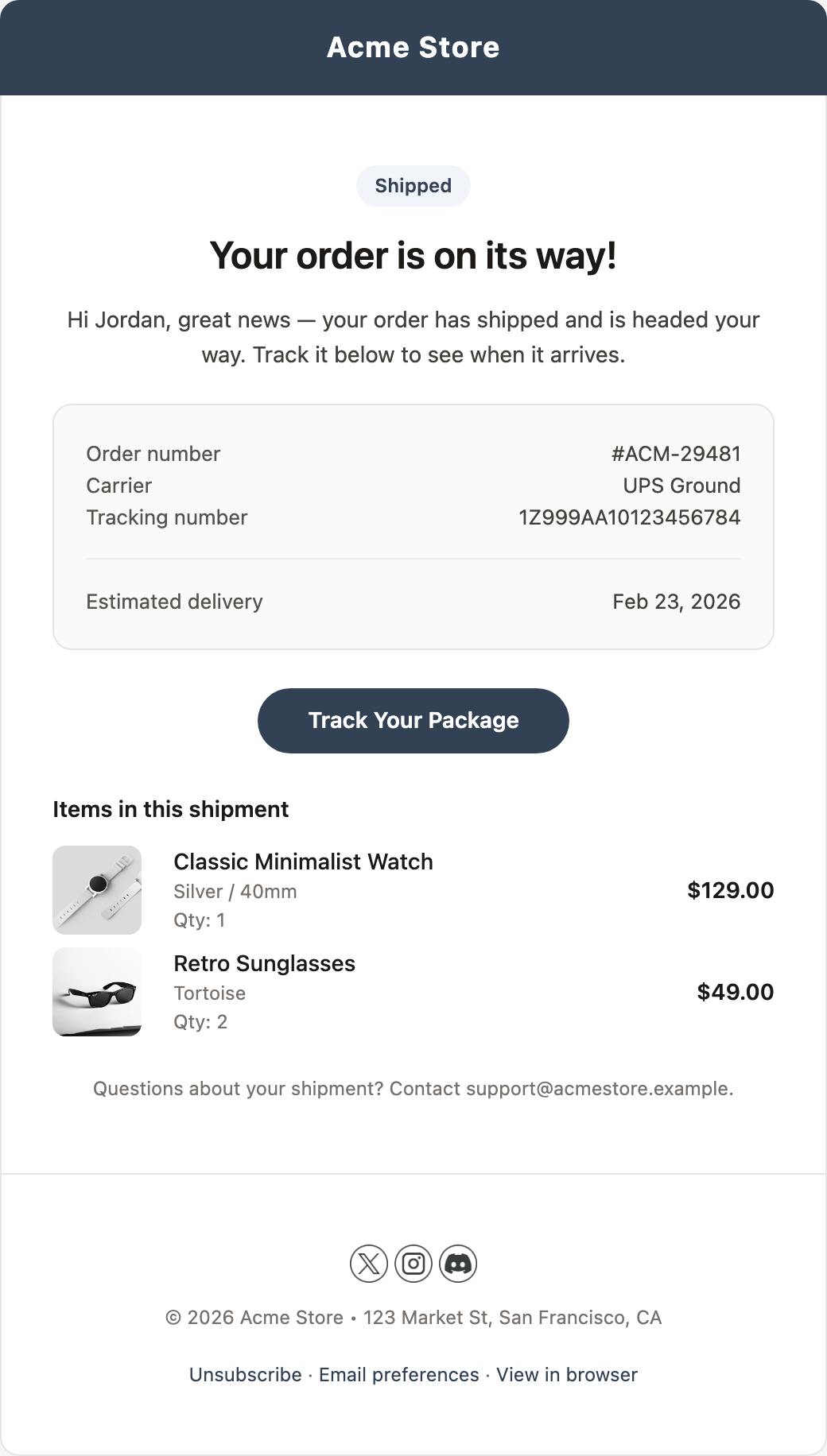 Shipping Confirmation