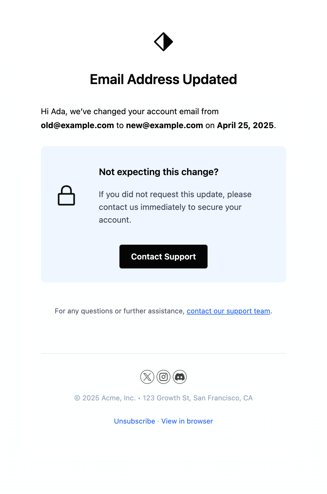 Email change